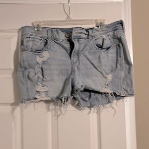 Old Navy mid rise destroyed boyfriend jean shorts light wash